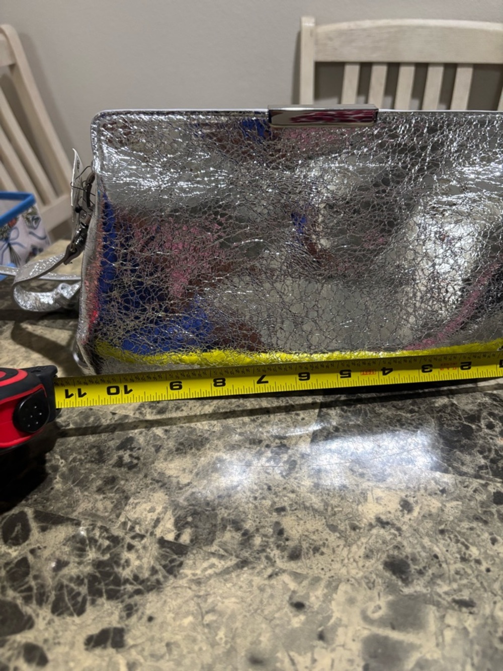 Silver Cracked-Texture Convertible Clutch - Picture 8 of 8